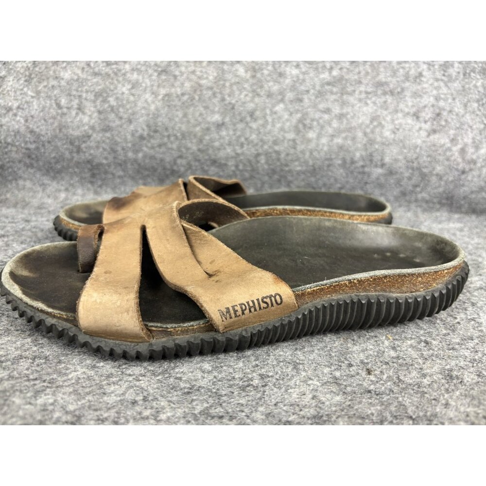 Mephisto Shoes Mens Size 38 Brown Leather Slip On Sandals Cork Footbed‎ Comfort